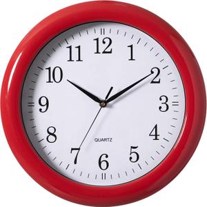 Decorative Classic Red Round Wall Clock for Living Room, Kitchen, Dining Room, Plastic (Single)