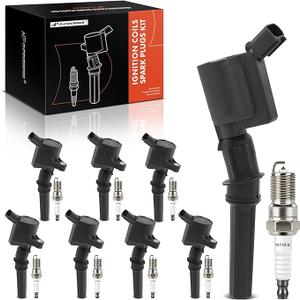 A-Premium Set of 8 Ignition Coil Pack and Iridium Spark Plugs Compatible with Ford F-250 F-350 Explorer Excursion Expedition Mustang E-150 E-250 & Lincoln Town Car Mercur 4.6L 6.8L