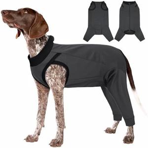 T'CHAQUE Dog Recovery Suit for Dogs After Surgery, Dog Onesie for Surgery Female Male, Anti Licking Rear Leg Sleeve, Bodysuit for Abdominal Wounds Skin Disease,Substitute E-Collar & Cone, Gray, 2XL