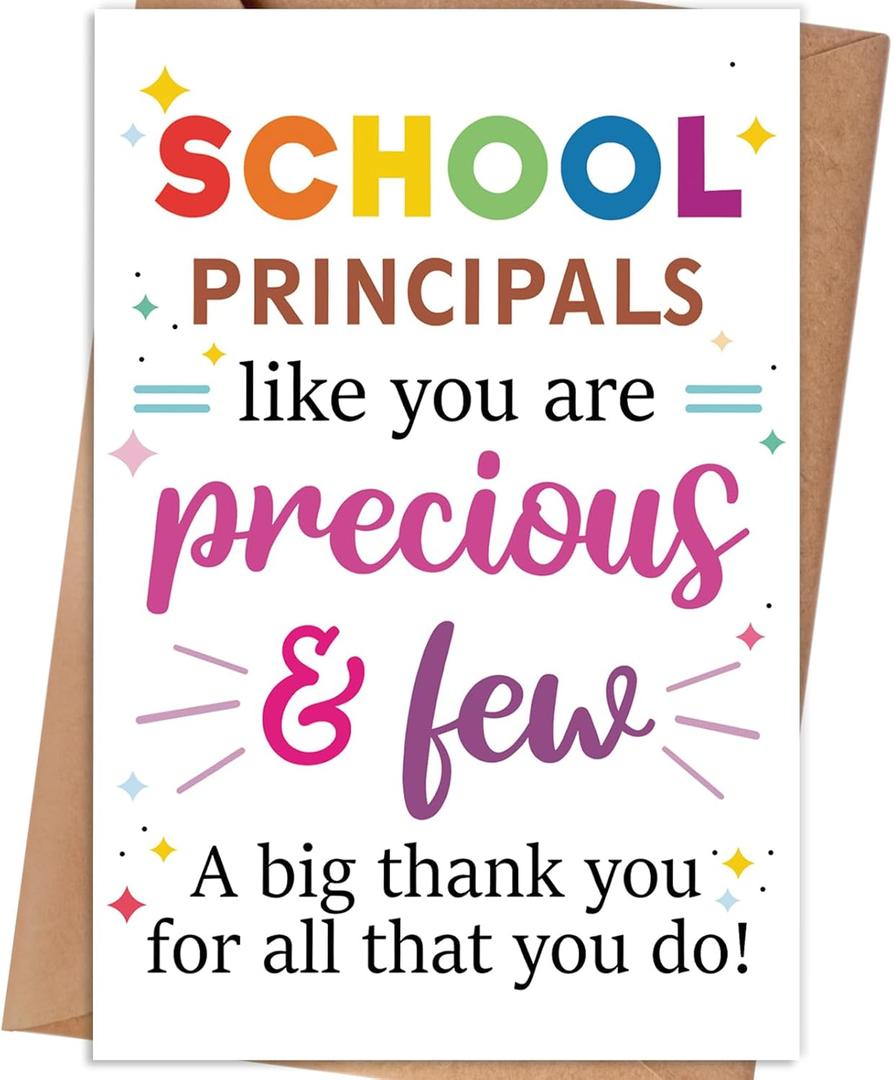 4 x School Principal Thank You Card, Principal Appreciation Card, 8×5.3 inches