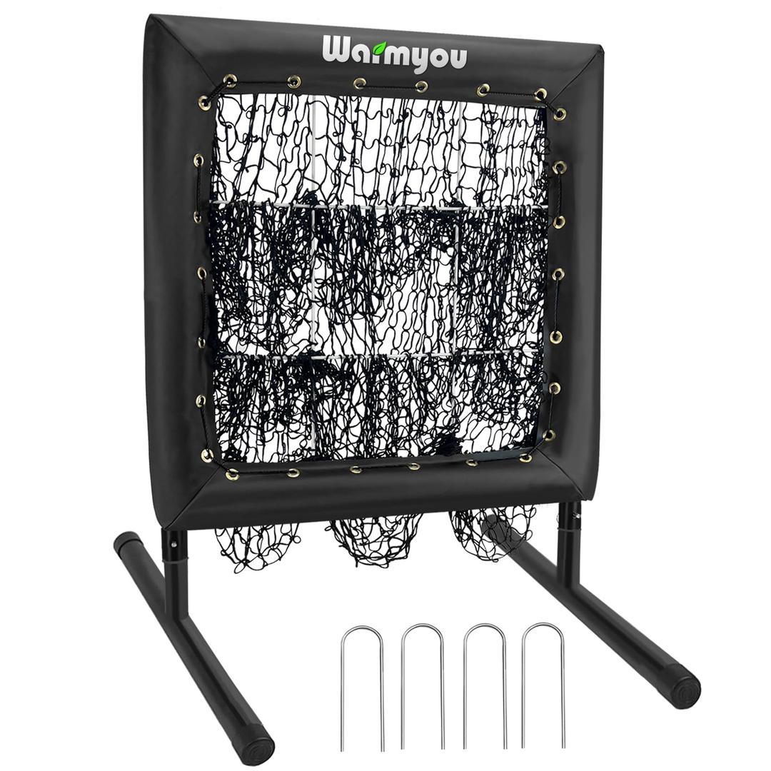 9 Hole Pitching Net with Strike Zone, Baseball/Softball Training Net Best Hitting Target Portable Easy Set Up and Height Adjustable for Indoor/Outdoor Use, Black
