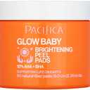 Pacifica Glow Baby Brightening Peel Pads 10% AHA + BHA Exfoliating Face Pads for Glowing Skin Resurfacing Glycolic Acid & Salicylic Acid Pad to Smooth Texture & Minimize Pores Fragrance Free 60 Count