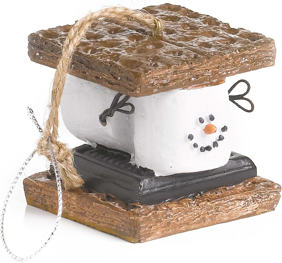 Smiling White Chocolate Brown S'mores Sandwich 2 Inch Resin Decorative Holiday Ornament