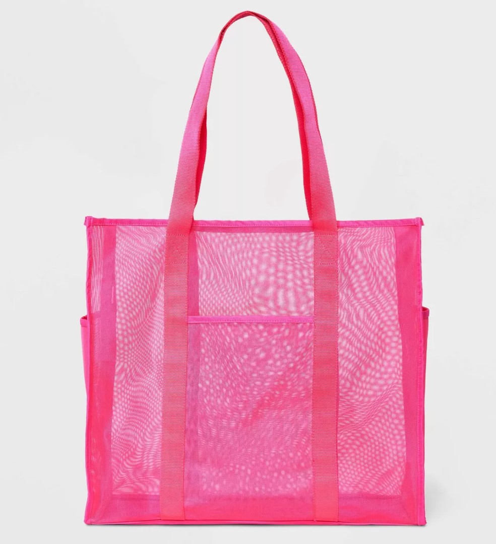 Mesh Tote Handbag - Shade & Shore™ Pink: Polyester Unstructured Beach Bag
