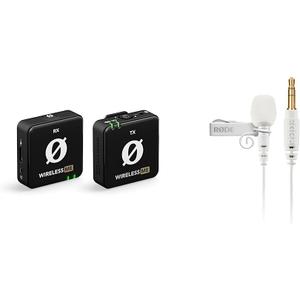 RDE Wireless ME Ultra-Compact Wireless Microphone System with Built-in Microphones & Lavalier GO Professional Wearable Microphone - White