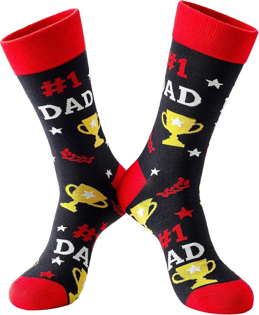 BISOUSOX Funny Socks for Men, Crazy Novelty Mens Dress Socks, Silly Funky Birthday & Father's Day Socks Size 8-12 (Black)