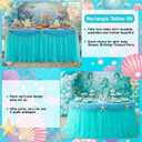 Flutesan 2 Pcs 9 ft Mermaid Tutu Table Skirt Tables Cloth Set Mermaid Tablecloth Table Decoration Ocean Theme Party Decorations for Under The Sea Baby Birthday Wedding Baby Shower