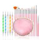 21Pcs Nail Art Brushes Set, 1 Resin Nail Art Palette, 5 Nail Art Dotting Pens, 15 Nail Art Brushes, Nail Polish Mixing Palette Double-Ended Dotting Pen Nail Liner Brush Nail Drawing Brushes