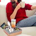 Couch Cup Holder Tray, Silicone Wooden Couch Caddy with Cup Holder for Snacks, Drinks, Remotes, Waterproof Cup Holder for Couch, Organizer, Couch Drink Holder, Sofa Cup Holder