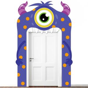 Little Monster Door Banner Monster Party Decoration Cartoon Birthday Porch Banner Cute Cartoon Theme Door Hanging Backdrop for Kids Birthday Party Photo Booth Prop Supplies