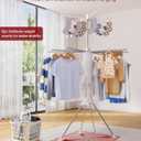 Sakugi Foldable Clothes Drying Rack – Collapsible Laundry Rack with 12 Steel Arms, 4-Leg Stable Base, Reinforced Frame with Clips & Shoe Holders for Indoor Outdoor Use, 44" D x 44" W x 71" H, White
