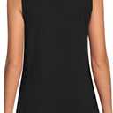 LONGYUAN Womens Tank Tops Summer Sleeveless Tunic Square Neck S-4XL (Black, L)