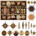 SHareconn 80pcs Christmas Balls Ornaments Set, Contemporary Luxury Gift Set, Shatterproof Plastic Bronze Decor for Xmas Tree Holiday Wedding Party Decorations with Hanging Strings, Brown Copper Gold