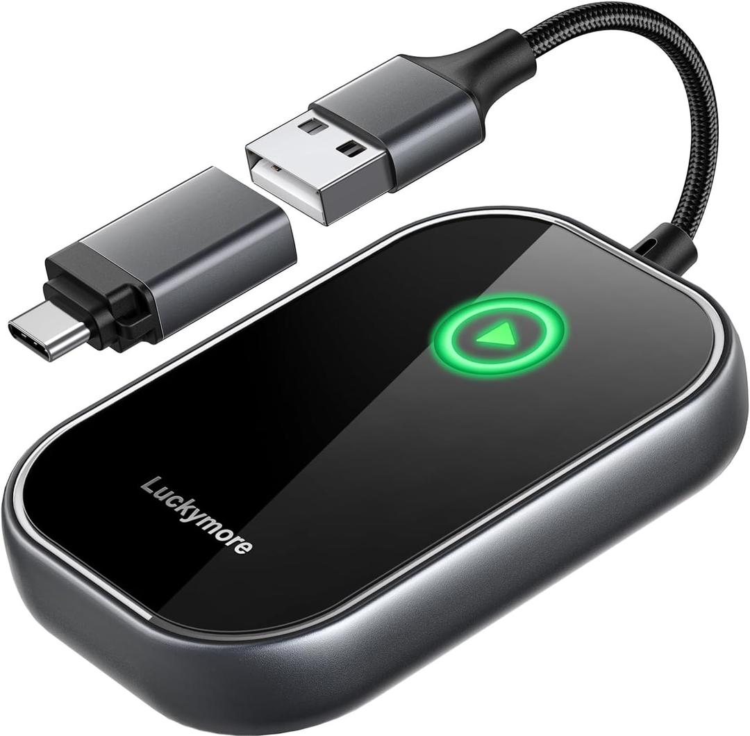 Luckymore Wireless Carplay Adapter, Converts Wired to Wireless Carplay Dongle for Wireless Control Plug & Play Carplay Fit for Cars from 2015 & for Apple iPhone iOS 10+