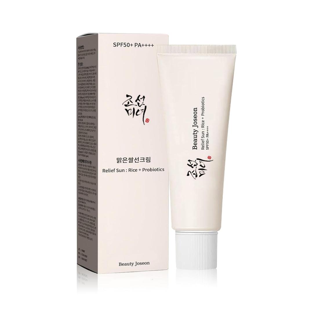 Relief Sun Organic Korean sunscreen SPF50+, PA++++ Rice and Probiotics | Korean Skin Care Solution for All Skin Types | Nourishing Skin Protection and UV Def