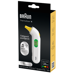 Braun ThermoScan 4 Digital Ear Thermometer, Professional Accuracy with Color Coded and Audio Fever Guidance for Babies, Toddlers, Kids and Adults, FSA and HSA Eligible