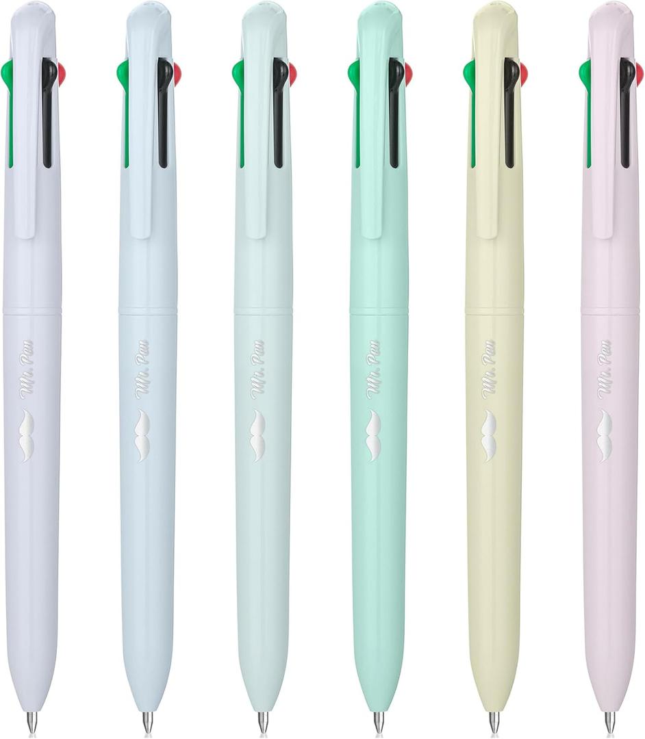 Mr. Pen- Ballpoint Multicolor Pen in One, 4-in-1, 6 Pack, Colorful Ink, Retractable Multi Color Pens All in One