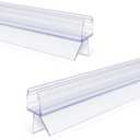 Frameless Shower Door Bottom Seal Strip for 3/8"(10mm) Thick Glass, Super Clear 36 Inch Long 2PCS Shower Door Seal, to Water Block