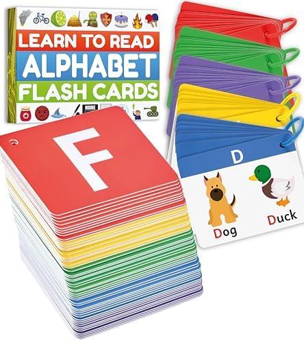 THE BAMBINO TREE Alphabet Flash Cards - Thick ABC Flash Cards for Kids Ages 3-6 - Lowercase & Uppercase Letter Recognition Learning Game