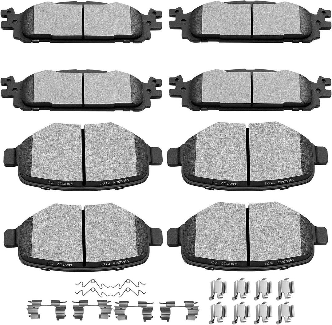SCITOO Ceramic Brake Pads, 8pcs Front Rear Brake Pads Brakes Kits fit for 11-17 for Ford Explorer,09-19 for Ford Flex,10-19 for Ford Taurus,11 for Lincoln MKS,10-14 for Lincoln MKT