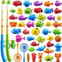 Magnetic Fishing Toy for Kids 3-5, Magnetic Fishing Game for Kids Ages 4-8, Water Table Toys with Fishing Rod Set, Outdoor Plastic Floating Fish, Kids Bath Pool Fishing Water Toys for Baby Boys Girls