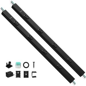 SURAIELEC 2-Pack Under Cabinet Hardwired Power Strip, 24-Inch, 3 TR Outlets with USB-A & USB-C, Adjustable Plug Molding Under Cabinet, Pre-Wired forKitchen Cabinets, Workshop, ETL Listed, Black