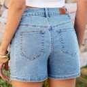 Sidefeel Women's Jean Shorts High Waisted Stretchy Casual Side Seam Denim Shorts