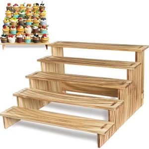 5 Tier Wooden Cupcake Stand for 50 Cupcakes - Rustic Cupcake Holder Stand for Wedding, Birthday, Party Display