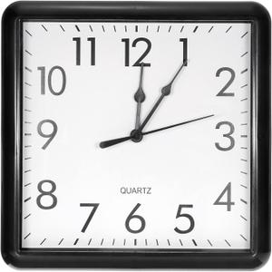PATIKIL 9x9 Inch Wall Clock, Quartz Battery Operated Silent Non-Ticking Square Wall Clocks for Office Bedroom Decorative, Black