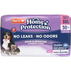 Hartz Home Protection Super Absorbent Odor Eliminating Lavender Scented No Leak Dog Pads, 3XL 30 Count