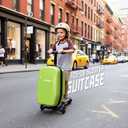 Scooter Suitcase for Kids Ages 8-12& Adult Foldable 2 in 1 Ride on Carry on Travel Hardshell Trolley Scooter Luggage With Wheels 20"