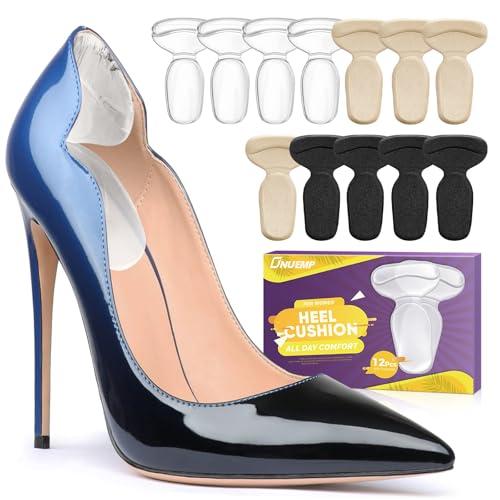 ONUEMP 8 Pieces Heel Pads for Shoes, Silicone High Heel Protectors Grips Inserts for Women Men, Comfort Foot Pad Cushions Filler for Pain Relief, Shoes Too Big, Blister Prevention