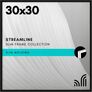 Americanflat 30x30 Picture Frame with Polished Plexiglass - Streamline Collection - Thin Border Picture Frame for Wall Display - Hanging Hardware Included - Black
