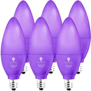 6 Pack BlueX LED Candle Purple Light Bulb - 4W (40Watt Equivalent) - E12 Base Purple LED Purple Bulb, Party Decoration, Porch, Home Lighting, Holiday Lighting, Chandelier Light Bulbs, Candelabra Bulbs