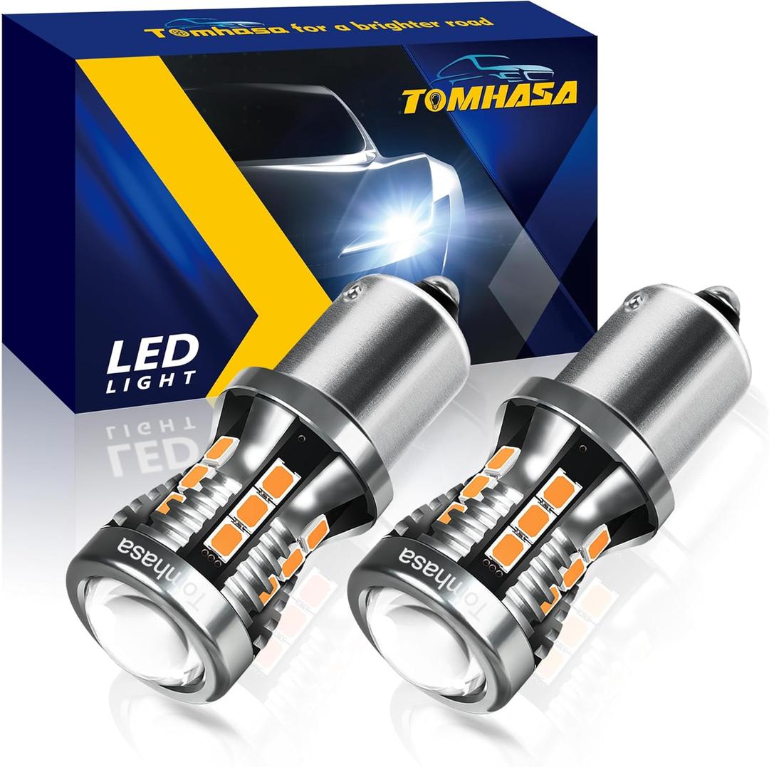 1156 LED Bulbs for Turn Signal Light, Amber Yellow 1141 1003 7506 BA15S LED Replacement Bulbs for Front Rear Turn Signal Light BlinkerSide Marker Lights, Pack of 2