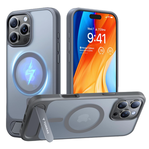TORRAS for iPhone 16 Pro Max Case Translucent Natural Titanium Gray | Strong Magnetic & Seamless Stand, Fit for MagSafe, MilitaryGrade Drop Protection, Sturdy Adjustable Kickstand, Slim Matte Finish
