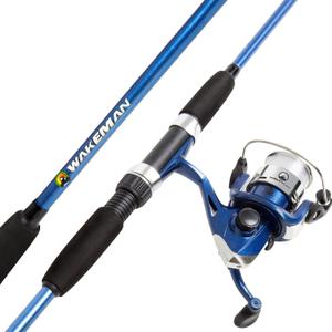 Fiberglass Fishing Rod and Spinning Reel Combo - Swarm Series Collapsible Fishing Gear for Catching Bass, Trout, Catfish, and More by Wakeman