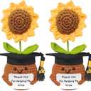 Teacher Appreciation Gifts, Handmade Crochet Sunflower Teacher Gifts, Thank You for Helping Me Grow, Daycare Teacher Appreciation Gifts for Women Men, End of Year Graduation Teacher Gifts (2)