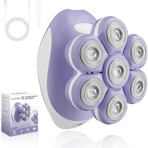 7D Electric Razor for Women: Fast & Painless Full-Body Shaver for Legs & Face  Waterproof Hair Remover with Light & Travel Cover  Wet/Dry Use, Smooth Close Shave, Birthday Christmas Gift (Purple)