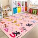 Bolacrom Kids Rugs for Playroom Educational Rug for Learn The ABC Alphabet, Soft Machine Washable Non-Slip Cute Carpet for Classroom Toddler Nursery Kids Room Decor Mat