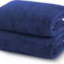 TENSTARS Silk Hemming Bath Towels for Bathroom Clearance - 27 x 55 inches - Light Thin Quick Drying - Soft Microfiber Absorbent Towel for Bath Fitness, Sports, Yoga, Travel, Gym - 2 Pack, Navy Blue