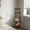 Qupui 5 Tier Corner Shelf Stand, Tall Display Rack Multipurpose Shelving Unit, Storage Home Decor Organizer Shelves for Bedroom Living Room, Black