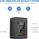 Prefessionall Indoor Air Quality Monitor, 5 in 1 Portable Smartair Quality Tester for CO2 | TVOC | HCHO | Temp | Hum for Home Cars Plants and Pets So On (Black)