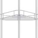 5 Tier Floor Standing Corner Shower Caddy Organizer Shelf with Hooks, Bathroom Shelves Stand Rack, Silver