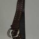 Black Studded Belt for Women Rock Rivet Wide Leather Belt for Dress Pants Y2K Cowgirl Chunky Belts Punk Thick Belt (Fits Waist Size:29''-33'', Coffee)