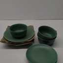 AmorArc Ceramic Dinnerware Sets for 4, 11 Pieces Handpainted Plates and Bowls Set, Scratch Resistant Stoneware Dishes Set, Dishwasher & Microwave Safe, Jade Green