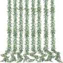 Sggvecsy Artificial Eucalyptus Garland 8 Pack Fake Eucalyptus Greenery Garland Faux Hanging Plants Artificial Vines, 5.6 Feet/Strand for Wedding Backdrop Arch Wall Table Party Outdoor Festival Decor