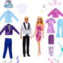 Barbie & Ken Doll Set with 2 Fashion Dolls, Clothes & Accessories, Includes Dresses, Tees, Pants, Swimsuits & More