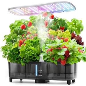 Kingsyard Smart Hydroponics LED, 48W Indoor Garden Grow System, Visible 5L Tank Quiet Pump Auto Timer Kit 15 Pods Herb Seed Starter for Veggies & Salad Greens Plants