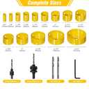 KATA Bi-Metal Hole Saw Kit, 19 Pieces M42 Steel Hole Saw Set with 3/4" -4-3/4" (19-121mm), General Purpose Hole Saw Blades in Case with Mandrels, Drill Bit, Hex Key for Thin Metal, Hard Wood, Drywall